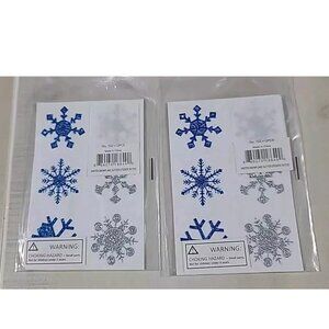 Set of 24 ~ Winter Snowflake Glitter Tattoo Stickers ~ Silver and Blue